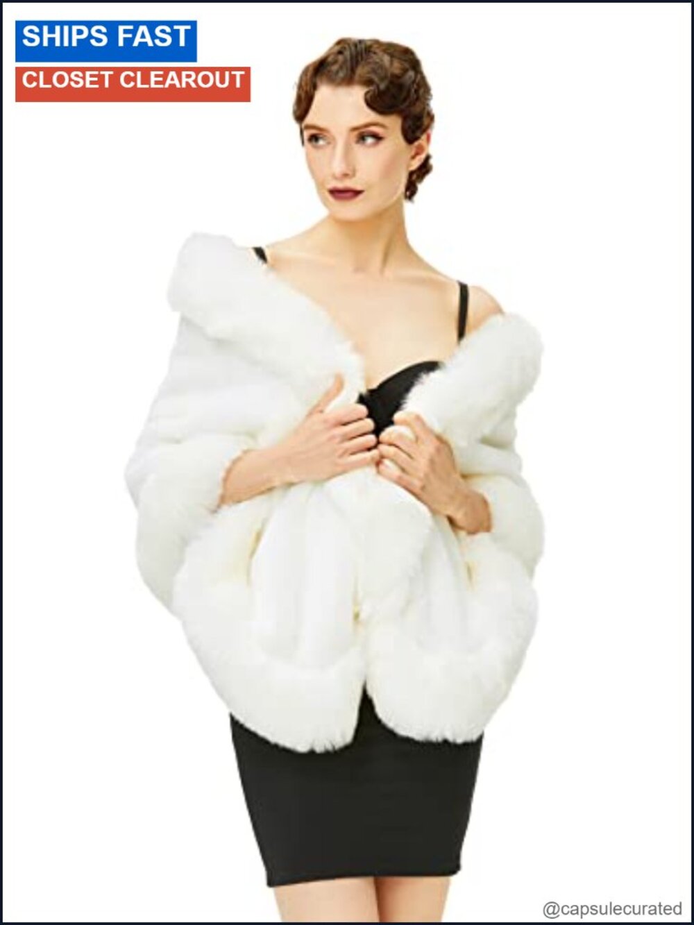 Faux Fur Shawl Collar Scarf Wrap Cape for Winter Coat